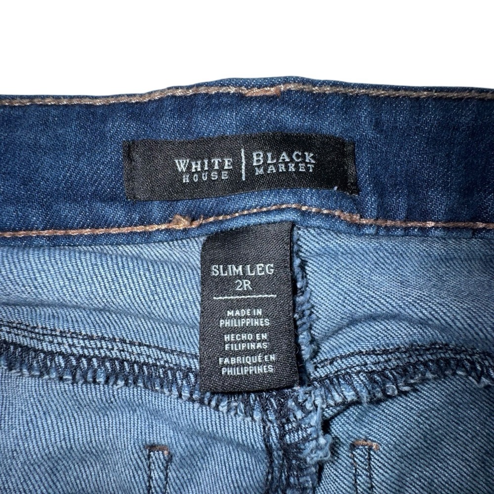 White House Black Market Slim Leg Denim Jeans Stretch Medium Wash Women's 2R - Picture 3 of 9